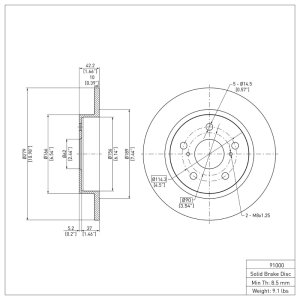 Scion TC Brake Rotor (1) - Rear - R1 Concepts - Plain - `11-`16